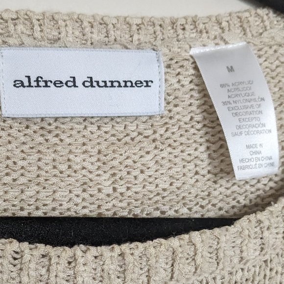 Alfred Dunner Blue and Cream Beachy Beaded Knit Sweater (Size: M) - Picture 2 of 4